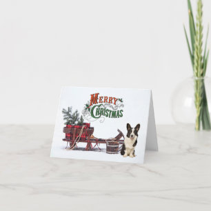 Cartão De Festividades Cardigan Corgi Natal Rústico