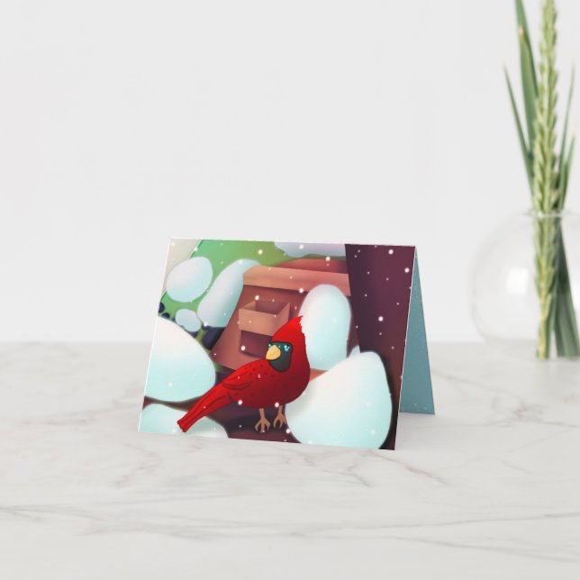Cartão De Festividades Cardinal In The Country Christmas Holiday Card (Frente)