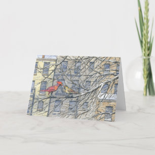 Cartão De Festividades "Cardinal Pair" Christmas Card