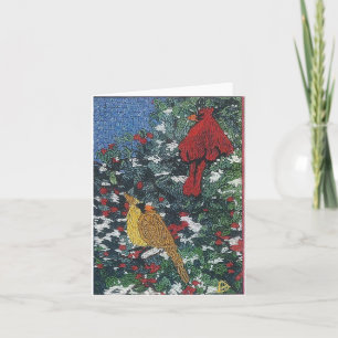 Cartão De Festividades Cardinal Pair on a Pine Tree