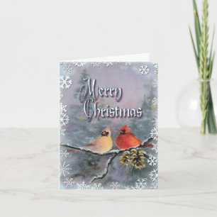 Cartão De Festividades CARDINALS & SNOWFLAKES & Greeting by SHARON SHARPE