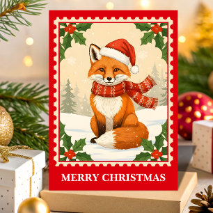 Cartão De Festividades Carimbo de Carrapato da Raposa de Natal