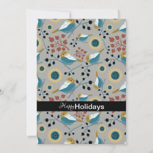 Cartão De Festividades Carinhosos e Fofos Chapins Com Frutas