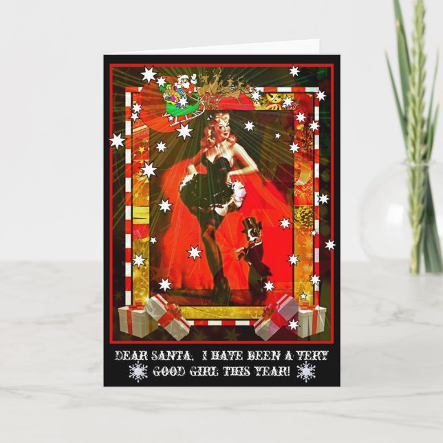 Cartão De Festividades Caro Papai noel, eu fui uma menina muito boa (Frente)