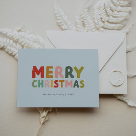 Cartão De Festividades CarOL Blue Cute Family Divertido Feliz Natal