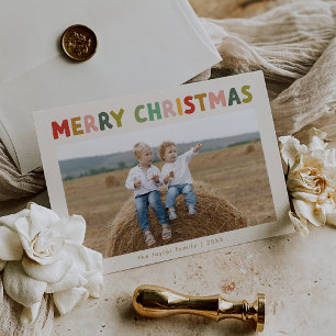 Cartão De Festividades CarOL Cream Bons Crianças Foto Feliz Natal