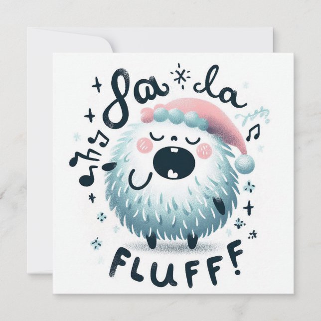 Cartão De Festividades Caroleiro de Natal bonito "fa la fluff" (Frente)