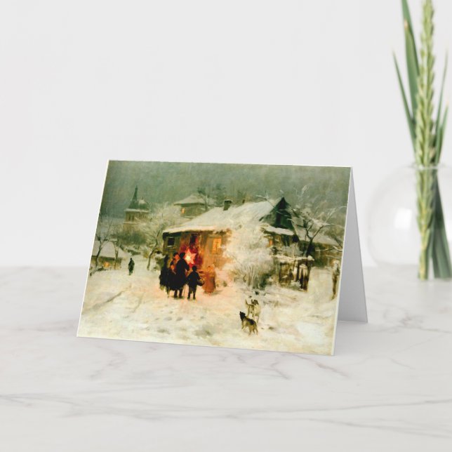 Cartão De Festividades Carolers ucranianos do Natal (Frente)