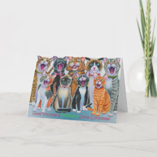 Cartão De Festividades Caroling Cats Printed Message Dentro