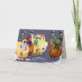 Cartão De Festividades Caroling Chickens!