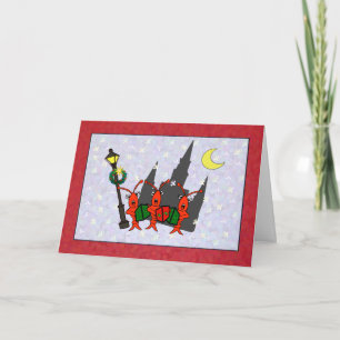 Cartão De Festividades Caroling Crawfish / Lobster Cathedral Christmas
