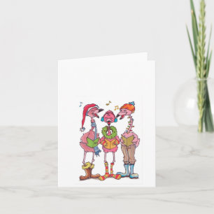 Cartão De Festividades Caroling Flamingos Holiday Notecard