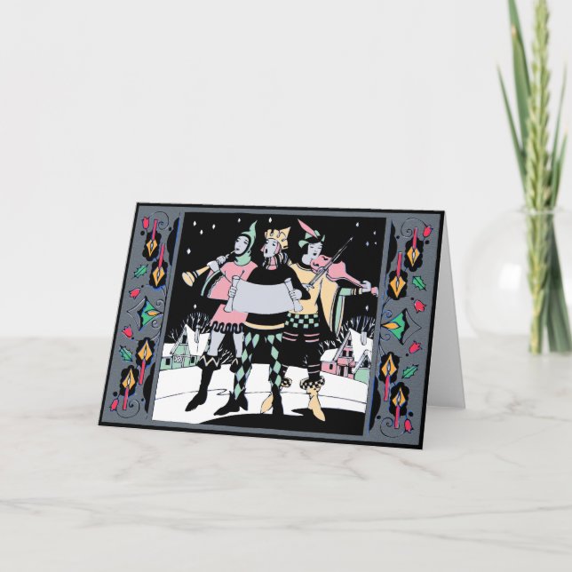 Cartão De Festividades Caroling Trio One (Frente)