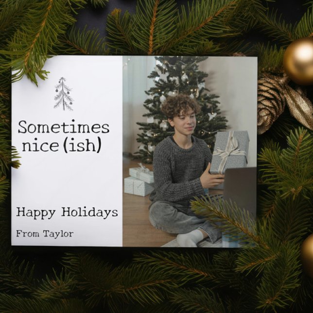 Cartão De Festividades Caros Papais noeis Às Vezes Belo Natal Personaliza (Dear Santa Sometimes Nice Christmas Personalized Holiday Card by Ricaso. Ideal for teenagers)