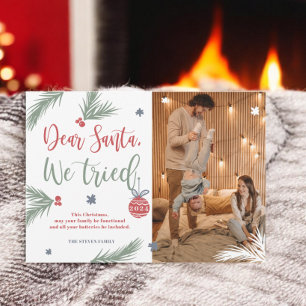 Cartão De Festividades Caros Papais noeis Engraçados, Tentamos Foto De Na