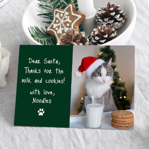 Cartão De Festividades Caros Papais noeis Leite e Biscoitos Pet Verde Fot