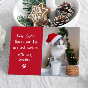 Cartão De Festividades Caros Papais noeis Leite e Cookies Vermelho Pet Fo