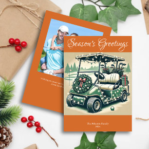 Cartão De Festividades Carrinho De Golfe Decorado ・ Foto Laranja Brilhant