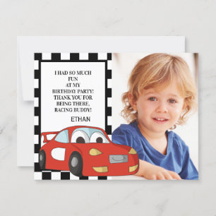 Cartão De Festividades Carro de Corrida Vermelho Foto Preto e Branco Aniv