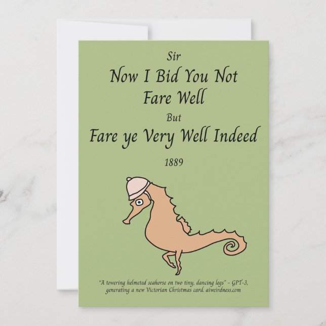 Cartão De Festividades Carro de Férias Seahorse Vitoriano (Frente)