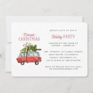 Cartão De Festividades carro de natal aquarela mais alegre