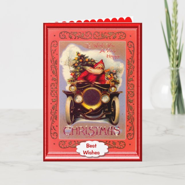 Cartão De Festividades Carro do veterano do papai noel (Frente)