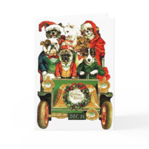 Carro natal vintage com Cães