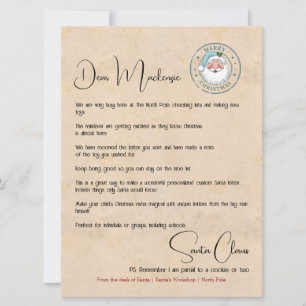 Cartão De Festividades Carta da mesa de Papais noeis personalizados