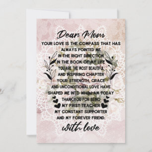 Cartão De Festividades Carta de Coração para a Mamãe