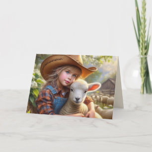 Cartão De Festividades Carta de Férias de Páscoa Ocidental Cowgirl com Co