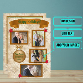 Cartão De Festividades Carta de Fim de Ano com Foto - Ramos de Abeto