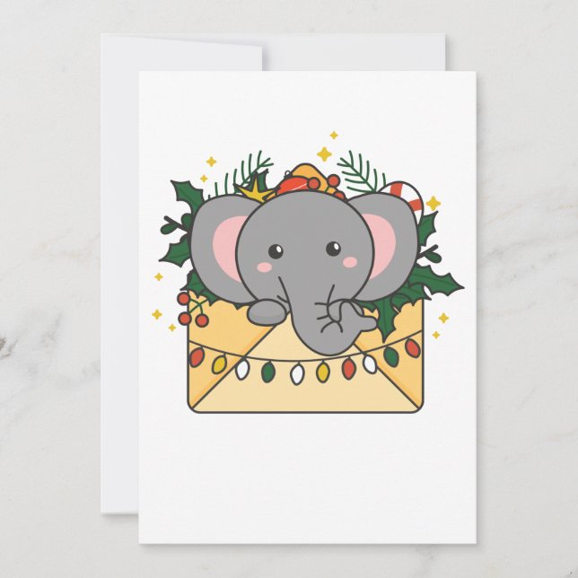 Cartão De Festividades Carta de Natal de Elefante Animais de Inverno Elef (Frente)