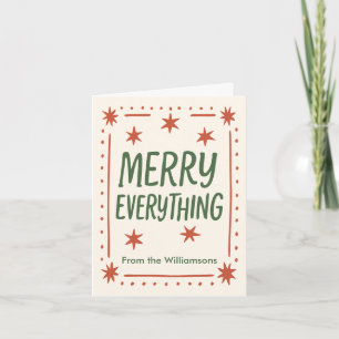 Cartão De Festividades Carta de Natal Retro Desenhada à Mão 'Merry Everyt