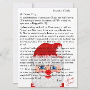 Cartão De Festividades Carta do Papai Noel Carta Personalizada