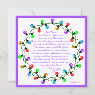 Cartão De Festividades Carta do Papai Noel Tema Roxo Folha de Papel