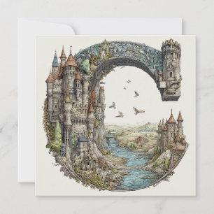 Cartão De Festividades Carta Fantasia C com Castelos no Céu Livro Ilustra