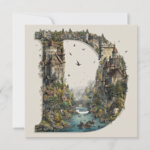 Cartão De Festividades Carta Fantasia D com Castelos no Céu Livro Ilustra