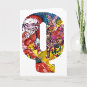 CARTÃO DE FESTIVIDADES CARTA P DE NATAL/PAPAIS NOEIS COM MONOGRAMA DE PRE