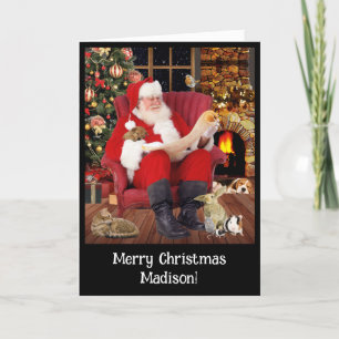 Cartão De Festividades Carta Pessoal para CRIANÇAS do Papai Noel Preta