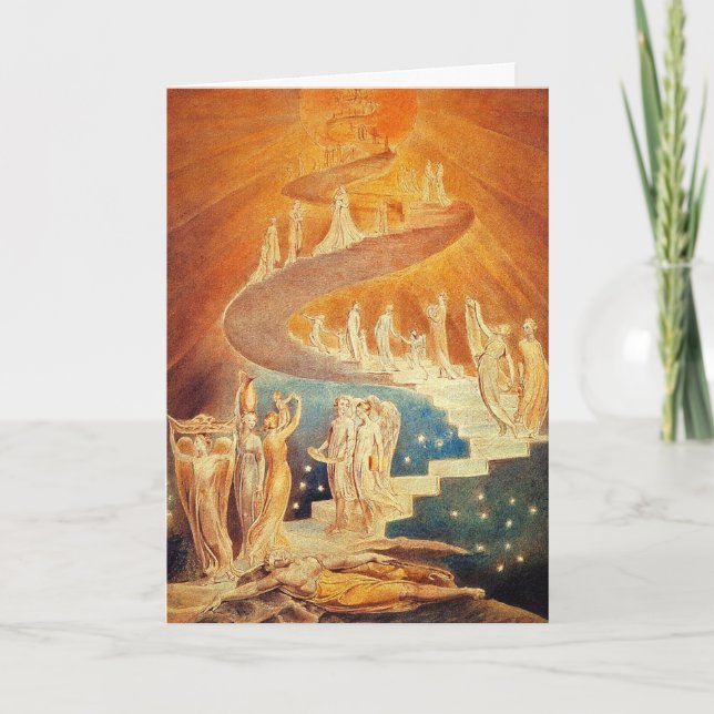 Cartão De Festividades Cartão:  A escada de Jacob - William Blake (Frente)