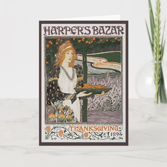 Cartão De Festividades Cartão: Arte Nouveau - L.Rhead - acção de graças (Frente)