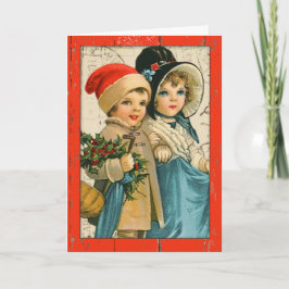 Cartão De Festividades "Cartão de Natal para Crianças Vintage"