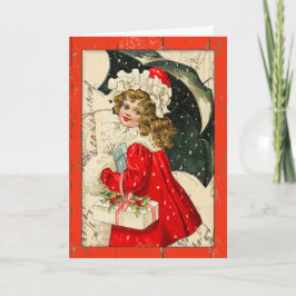 Cartão De Festividades "Cartão de Natal para Crianças Vintage"