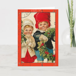 Cartão De Festividades "Cartão de Natal para Crianças Vintage"
