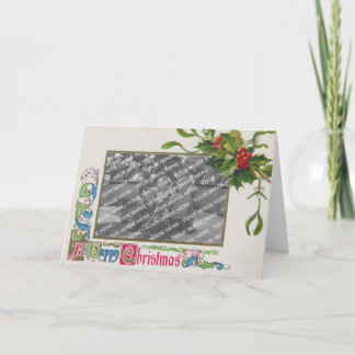 Cartão De Festividades "Cartão do quadro da foto do vintage de um Natal