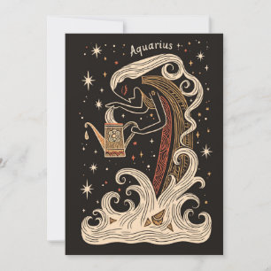 Cartão De Festividades Cartão-postal - Aquarius Celestial Arte Zodiac