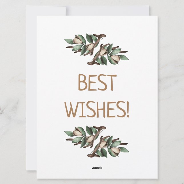 Cartão De Festividades Cartão-postal com ramificação verde (Verso)