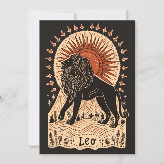 Cartão De Festividades Cartão-postal - Leo Celestial Arte Zodiac (Frente)