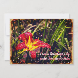 Cartão De Festividades Cartão-postal Ontem Lily na Chuva de Amanhã