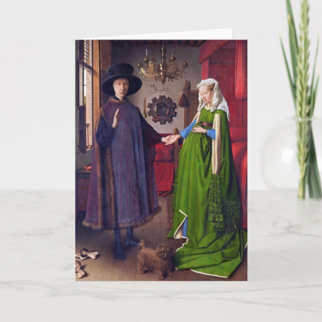 Cartão De Festividades Cartão: Retrato de Casamento de Jan Van Eyck (Frente)